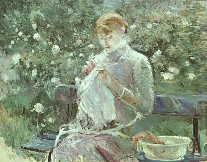 Berthe Morisot Young Woman Sewing in the Garden Spain oil painting art